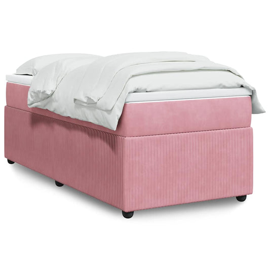 vidaXL Κρεβάτι Boxspring με Στρώμα Ροζ 80 x 200 εκ. Βελούδινο