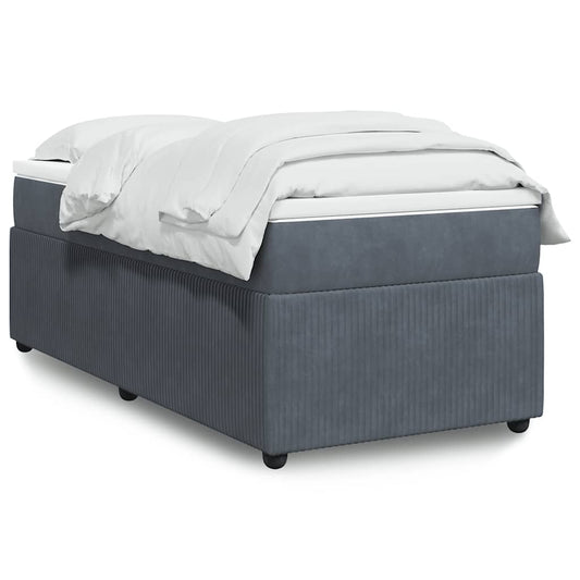 vidaXL Κρεβάτι Boxspring με Στρώμα Σκούρο Γκρι 90x190 εκ. Βελούδινο