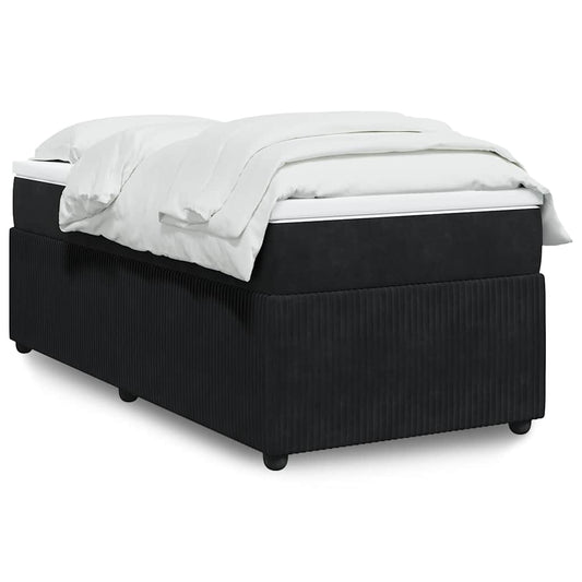 vidaXL Κρεβάτι Boxspring με Στρώμα Μαύρο 90x190 εκ. Βελούδινο