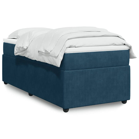 vidaXL Κρεβάτι Boxspring με Στρώμα Σκούρο Μπλε 90x190 εκ. Βελούδινο