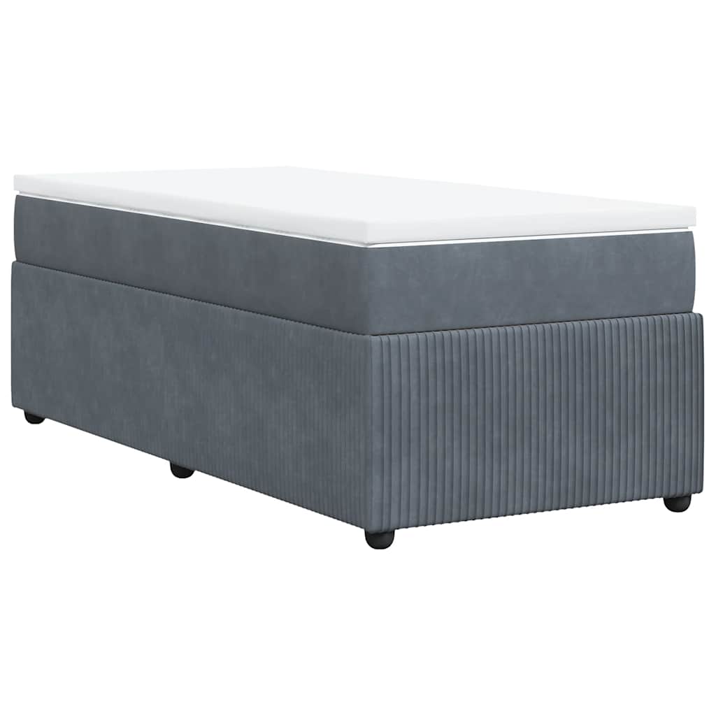 vidaXL Κρεβάτι Boxspring με Στρώμα Σκούρο Γκρι 90x200 εκ. Βελούδινο