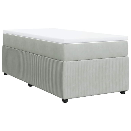 vidaXL Κρεβάτι Boxspring με Στρώμα Ανοιχτό Γκρι 100x200 εκ. Βελούδινο