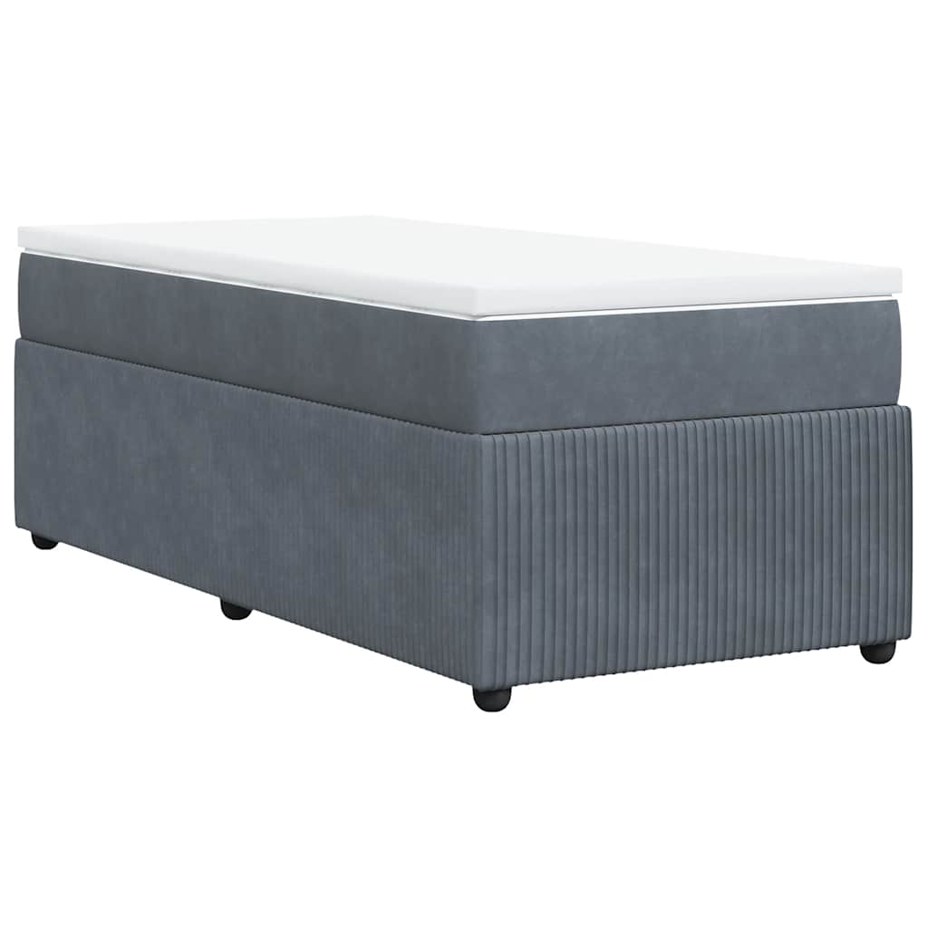 vidaXL Κρεβάτι Boxspring με Στρώμα Σκούρο Γκρι 100x200 εκ. Βελούδινο
