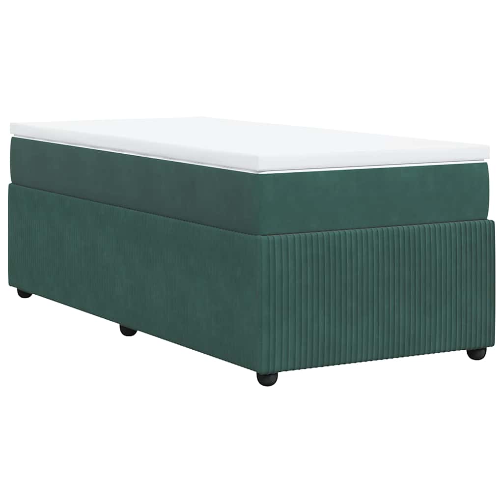 vidaXL Κρεβάτι Boxspring με Στρώμα Σκούρο Πράσινο 100x200εκ. Βελούδινο