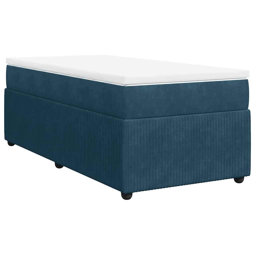 vidaXL Κρεβάτι Boxspring με Στρώμα Σκούρο Μπλε 100x200 εκ. Βελούδινο