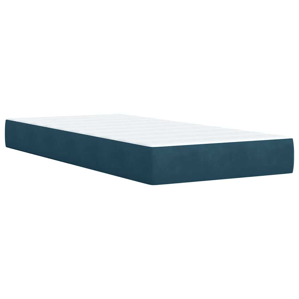 vidaXL Κρεβάτι Boxspring με Στρώμα Σκούρο Μπλε 100x200 εκ. Βελούδινο