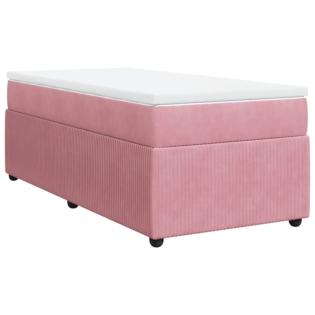 vidaXL Κρεβάτι Boxspring με Στρώμα Ροζ 100x200 εκ. Βελούδινο