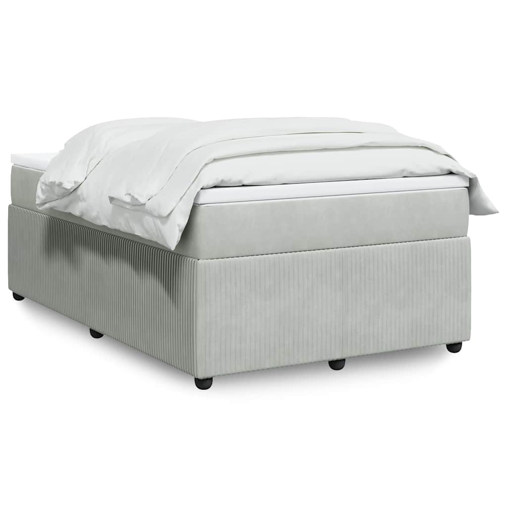 vidaXL Κρεβάτι Boxspring με Στρώμα Ανοιχτό Γκρι 120x190 εκ. Βελούδινο