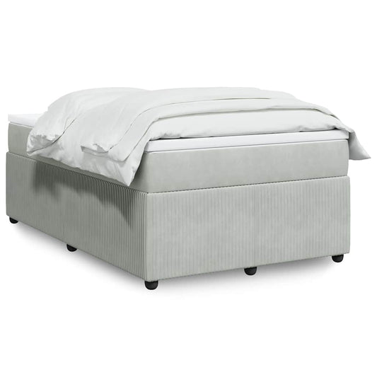 vidaXL Κρεβάτι Boxspring με Στρώμα Ανοιχτό Γκρι 120x190 εκ. Βελούδινο