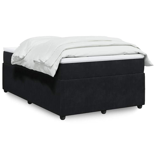 vidaXL Κρεβάτι Boxspring με Στρώμα Μαύρο 120x190 εκ. Βελούδινο