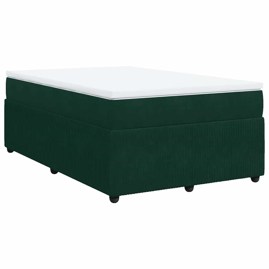 vidaXL Κρεβάτι Boxspring με Στρώμα Σκούρο Πράσινο 120x190εκ. Βελούδινο