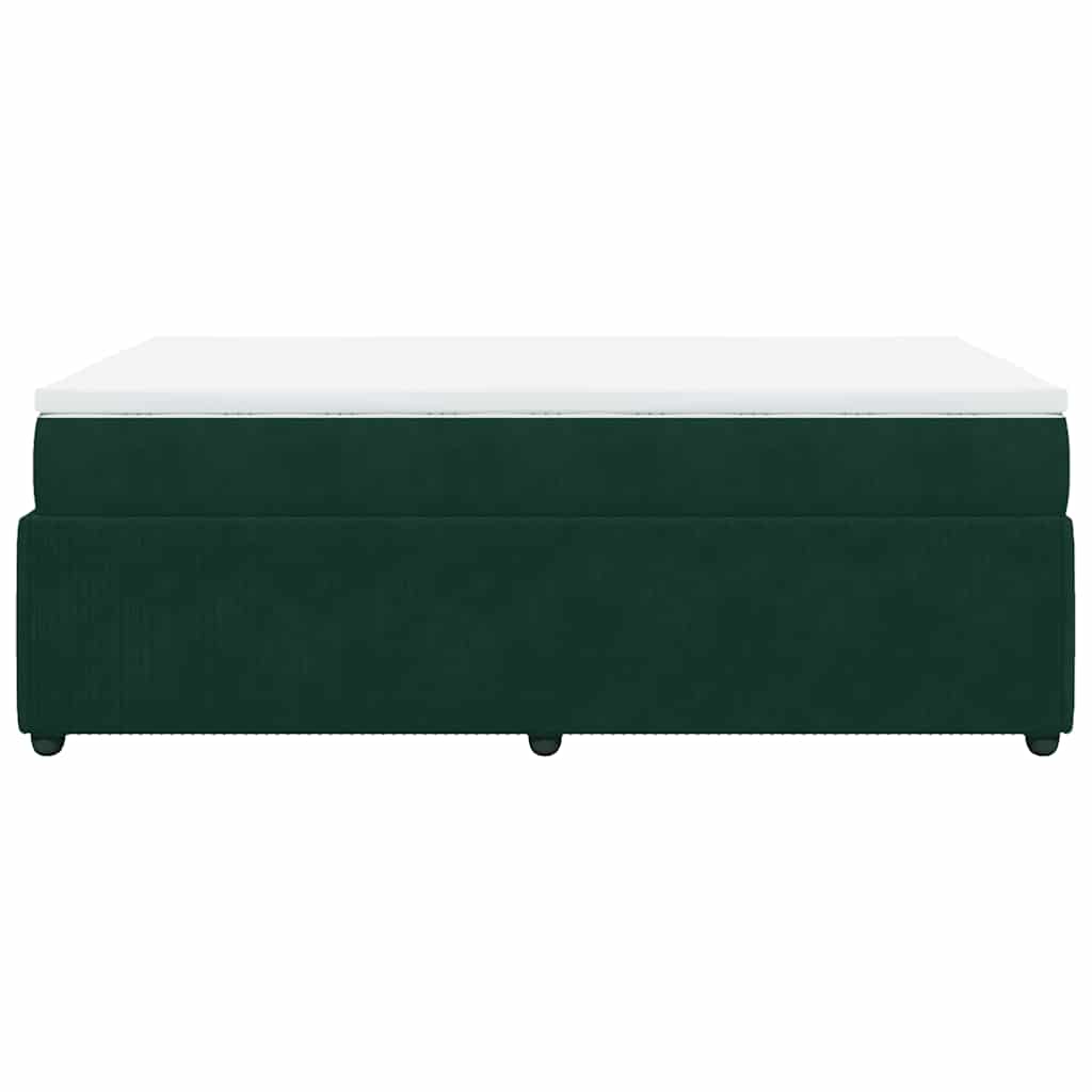 vidaXL Κρεβάτι Boxspring με Στρώμα Σκούρο Πράσινο 120x190εκ. Βελούδινο