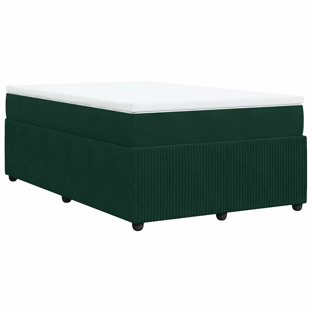 vidaXL Κρεβάτι Boxspring με Στρώμα Σκούρο Πράσινο 120x190εκ. Βελούδινο
