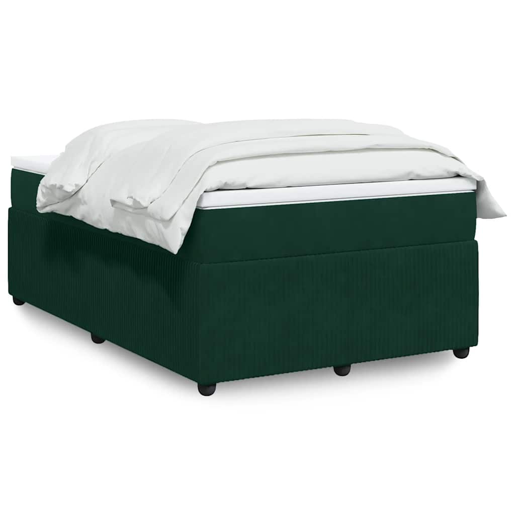 vidaXL Κρεβάτι Boxspring με Στρώμα Σκούρο Πράσινο 120x190εκ. Βελούδινο