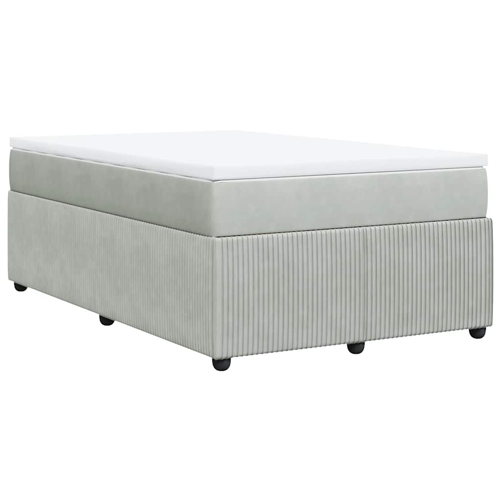 vidaXL Κρεβάτι Boxspring με Στρώμα Ανοιχτό Γκρι 120x200 εκ. Βελούδινο