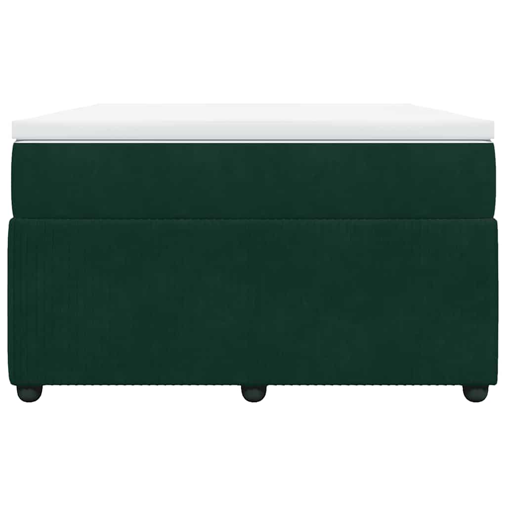 vidaXL Κρεβάτι Boxspring με Στρώμα Σκούρο Πράσινο 120x200εκ. Βελούδινο