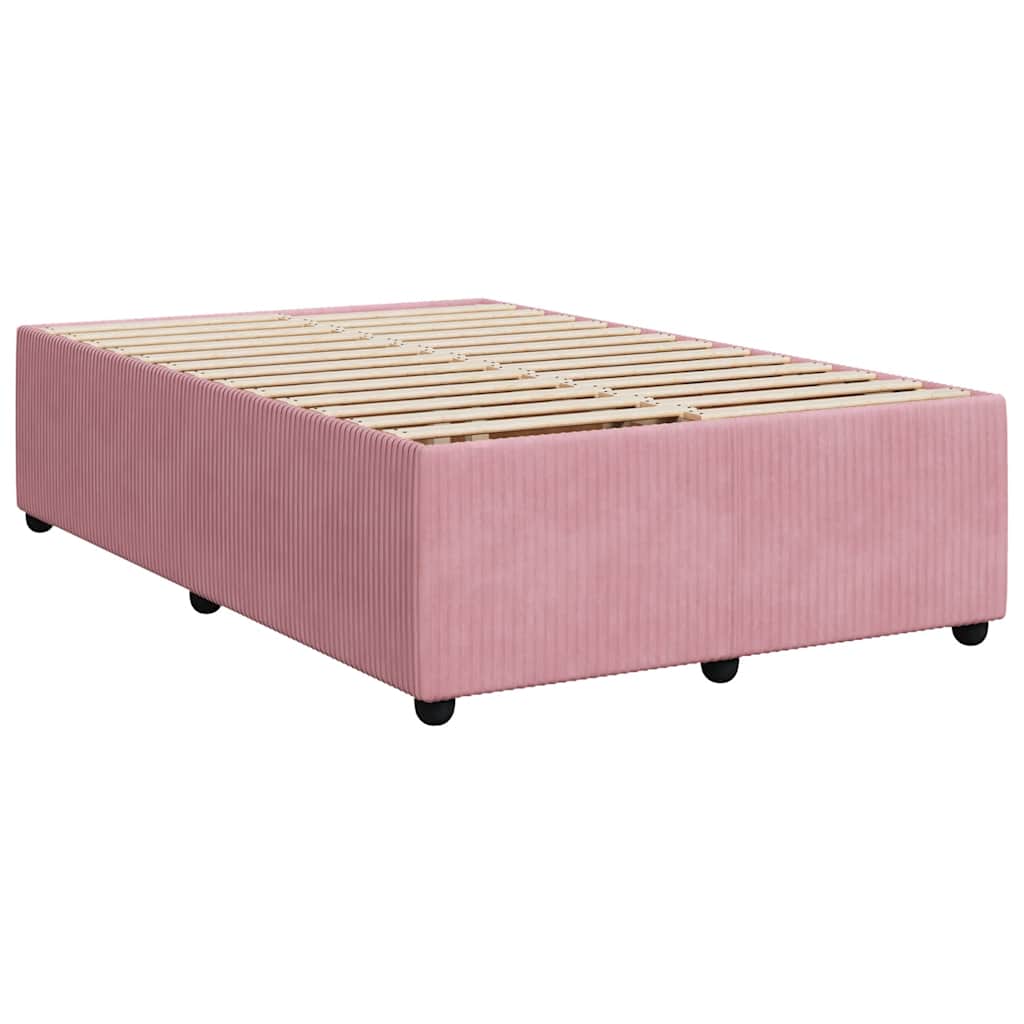 vidaXL Κρεβάτι Boxspring με Στρώμα Ροζ 120x200 εκ. Βελούδινο