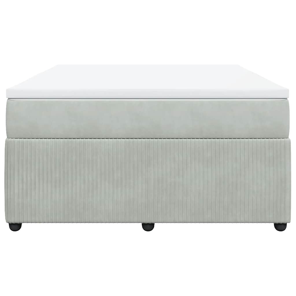 vidaXL Κρεβάτι Boxspring με Στρώμα Ανοιχτό Γκρι 140x190 εκ. Βελούδινο