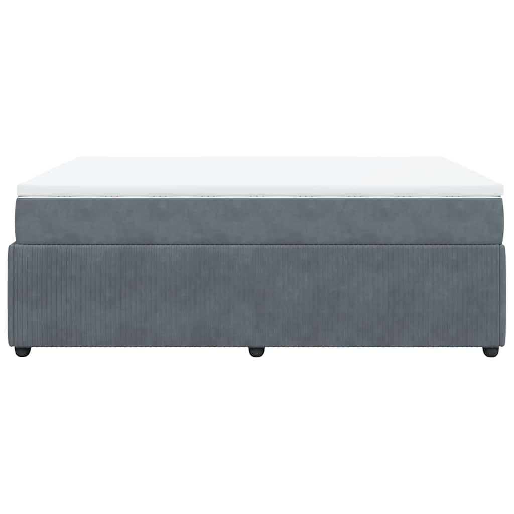 vidaXL Κρεβάτι Boxspring με Στρώμα Σκούρο Γκρι 140x190 εκ. Βελούδινο