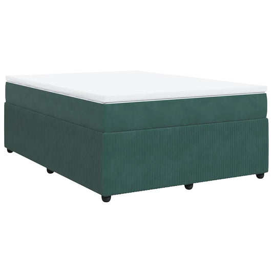 vidaXL Κρεβάτι Boxspring με Στρώμα Σκούρο Πράσινο 140x190εκ. Βελούδινο