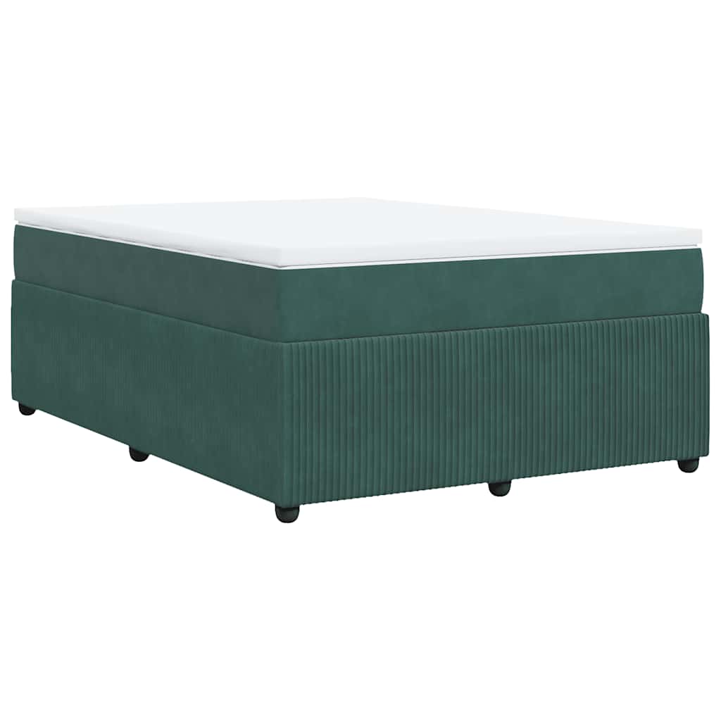 vidaXL Κρεβάτι Boxspring με Στρώμα Σκούρο Πράσινο 140x190εκ. Βελούδινο