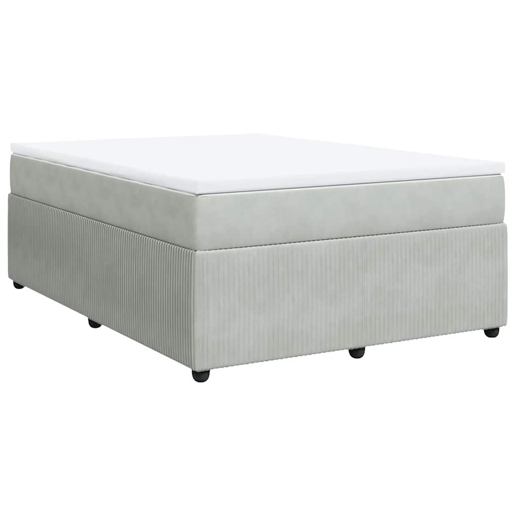 vidaXL Κρεβάτι Boxspring με Στρώμα Ανοιχτό Γκρι 140x200 εκ. Βελούδινο