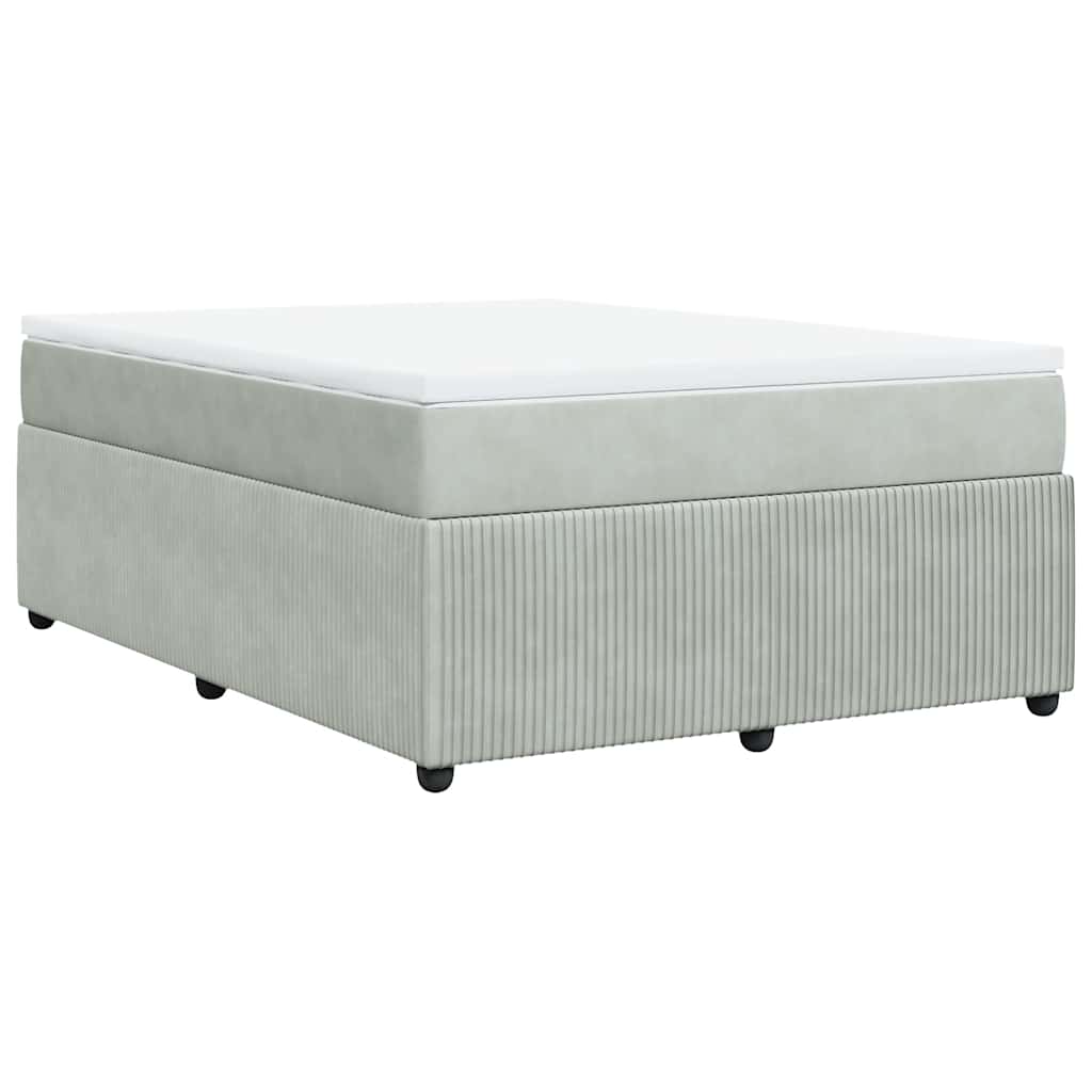 vidaXL Κρεβάτι Boxspring με Στρώμα Ανοιχτό Γκρι 140x200 εκ. Βελούδινο