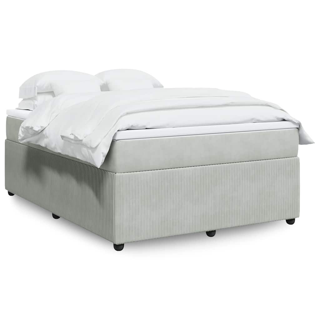 vidaXL Κρεβάτι Boxspring με Στρώμα Ανοιχτό Γκρι 140x200 εκ. Βελούδινο