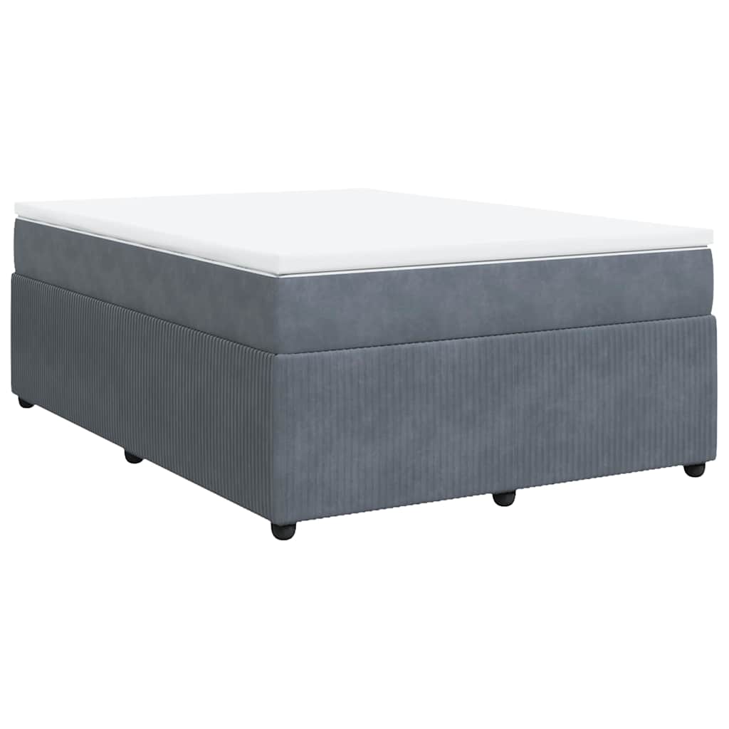 vidaXL Κρεβάτι Boxspring με Στρώμα Σκούρο Γκρι 140x200 εκ. Βελούδινο