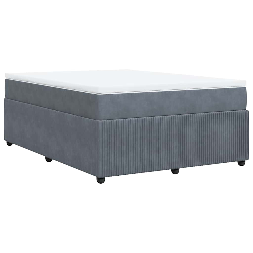 vidaXL Κρεβάτι Boxspring με Στρώμα Σκούρο Γκρι 140x200 εκ. Βελούδινο