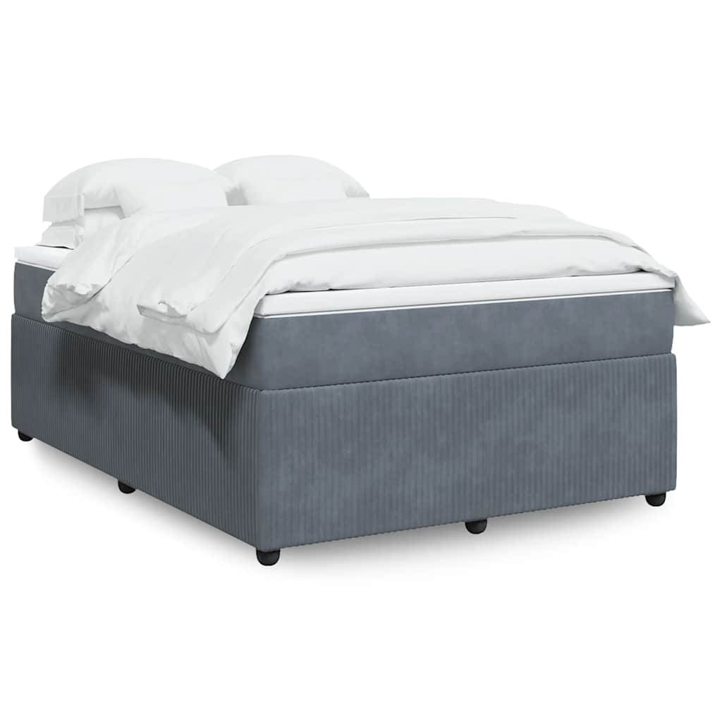 vidaXL Κρεβάτι Boxspring με Στρώμα Σκούρο Γκρι 140x200 εκ. Βελούδινο