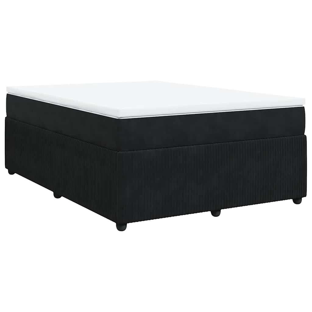 vidaXL Κρεβάτι Boxspring με Στρώμα Μαύρο 140x200 εκ. Βελούδινο