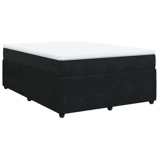vidaXL Κρεβάτι Boxspring με Στρώμα Μαύρο 140x200 εκ. Βελούδινο