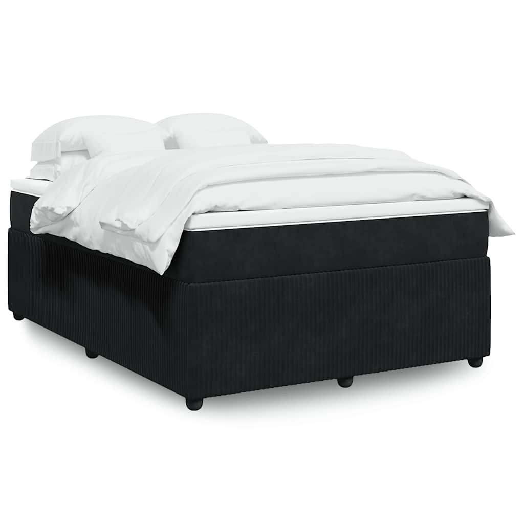 vidaXL Κρεβάτι Boxspring με Στρώμα Μαύρο 140x200 εκ. Βελούδινο