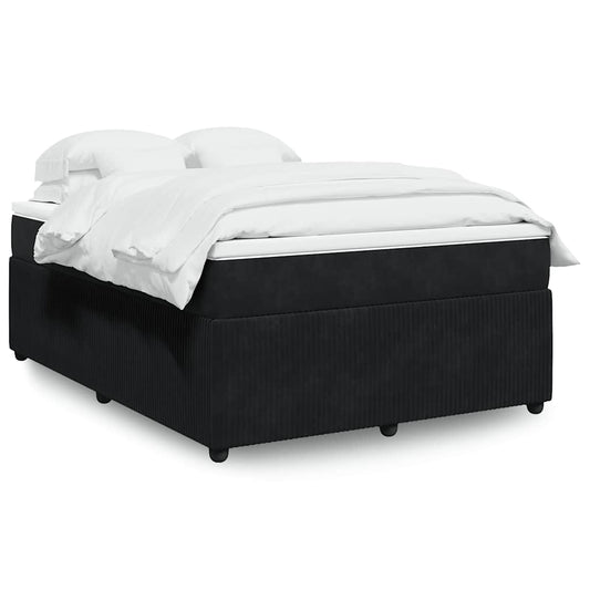 vidaXL Κρεβάτι Boxspring με Στρώμα Μαύρο 140x200 εκ. Βελούδινο