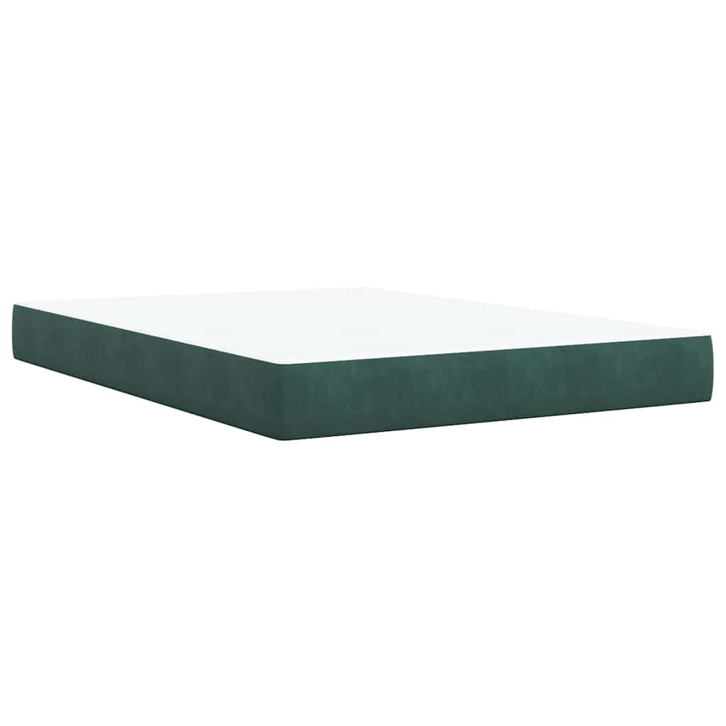 vidaXL Κρεβάτι Boxspring με Στρώμα Σκούρο Πράσινο 140x200εκ. Βελούδινο