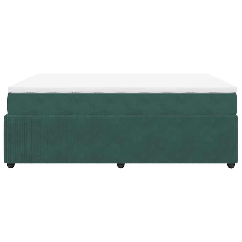 vidaXL Κρεβάτι Boxspring με Στρώμα Σκούρο Πράσινο 140x200εκ. Βελούδινο