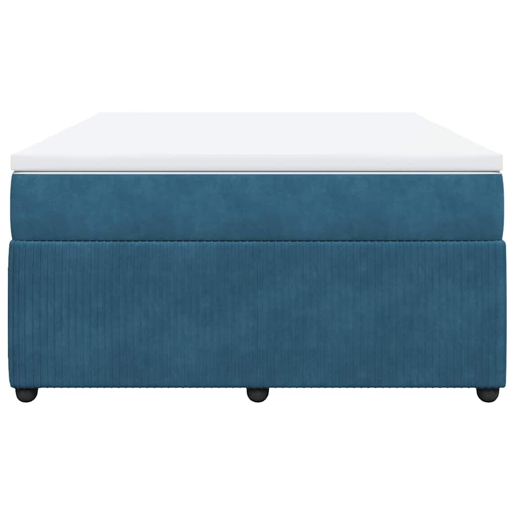 vidaXL Κρεβάτι Boxspring με Στρώμα Σκούρο Μπλε 140x200 εκ. Βελούδινο