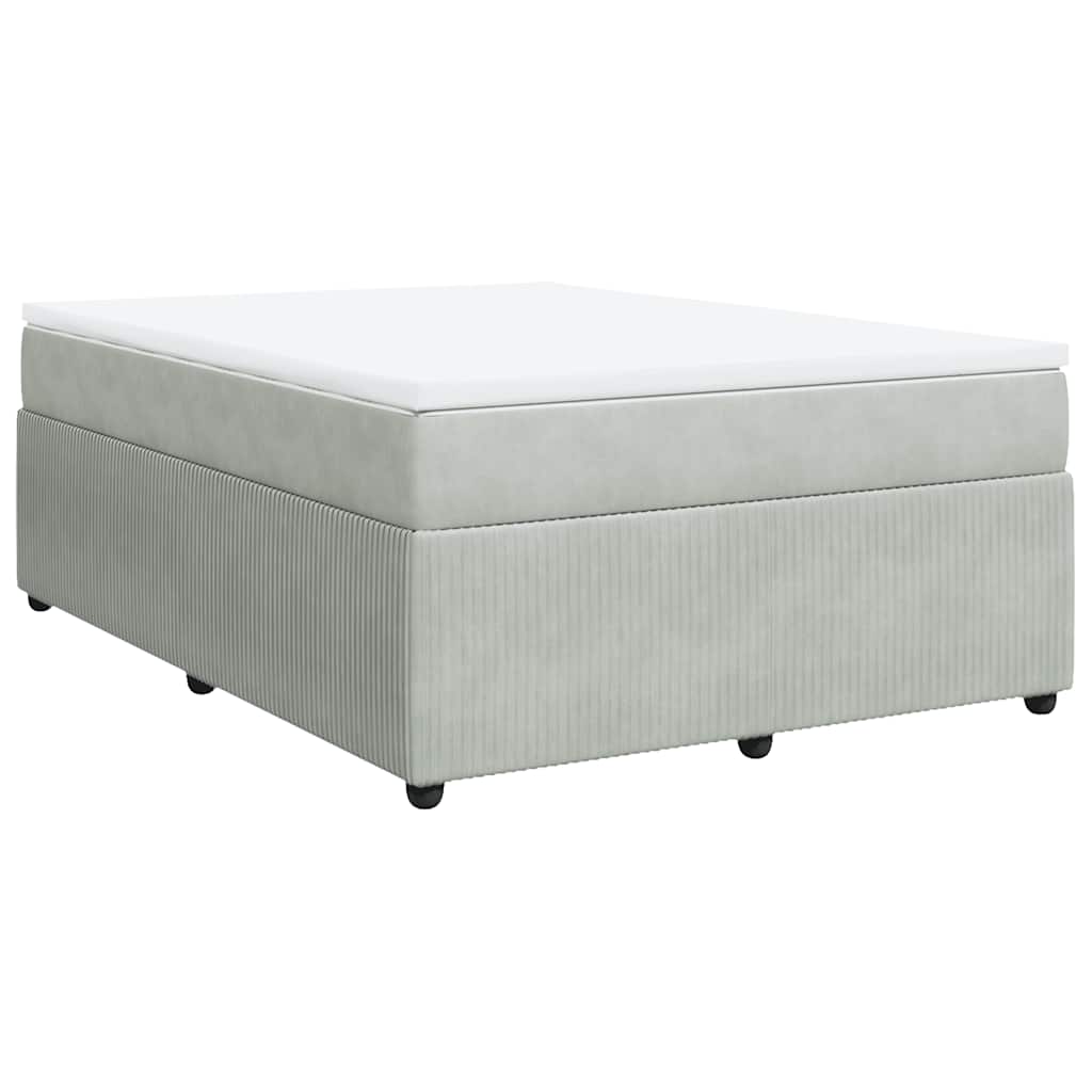 vidaXL Κρεβάτι Boxspring με Στρώμα Ανοιχτό Γκρι 160x200 εκ. Βελούδινο