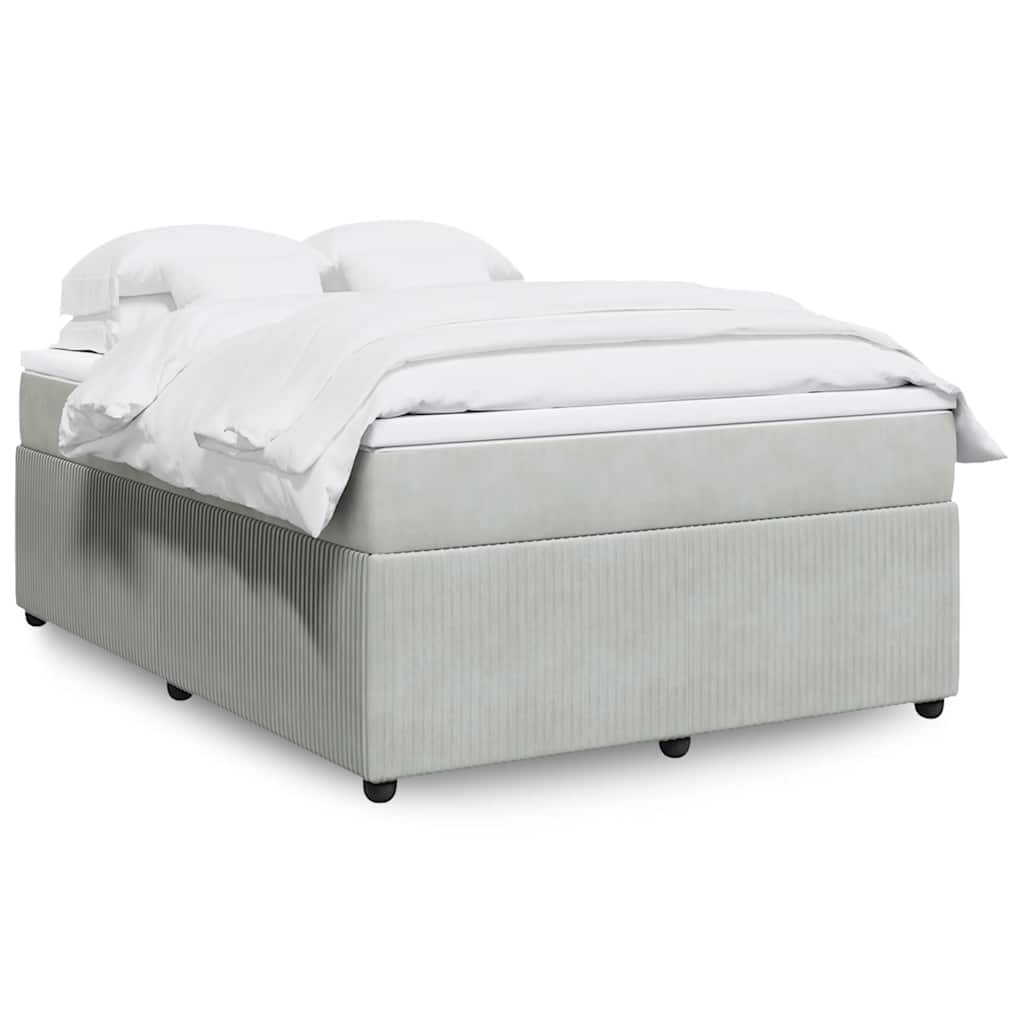 vidaXL Κρεβάτι Boxspring με Στρώμα Ανοιχτό Γκρι 160x200 εκ. Βελούδινο