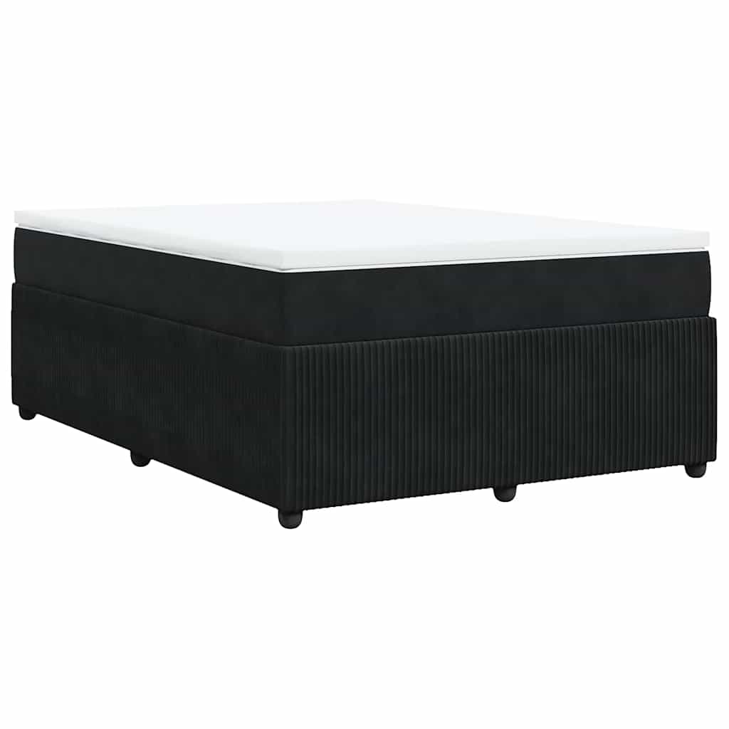 vidaXL Κρεβάτι Boxspring με Στρώμα Μαύρο 160x200 εκ. Βελούδινο