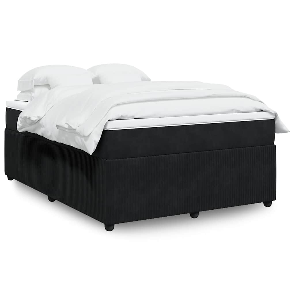vidaXL Κρεβάτι Boxspring με Στρώμα Μαύρο 160x200 εκ. Βελούδινο