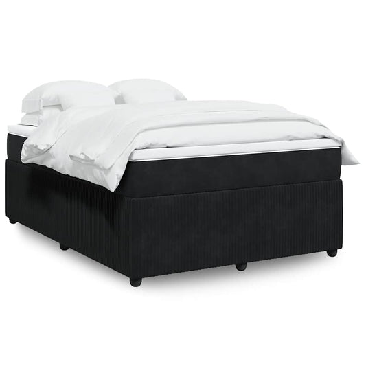 vidaXL Κρεβάτι Boxspring με Στρώμα Μαύρο 160x200 εκ. Βελούδινο