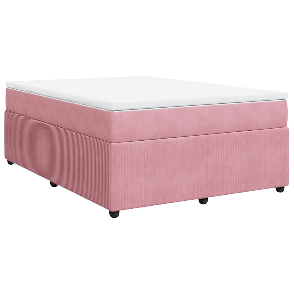 vidaXL Κρεβάτι Boxspring με Στρώμα Ροζ 160x200 εκ. Βελούδινο