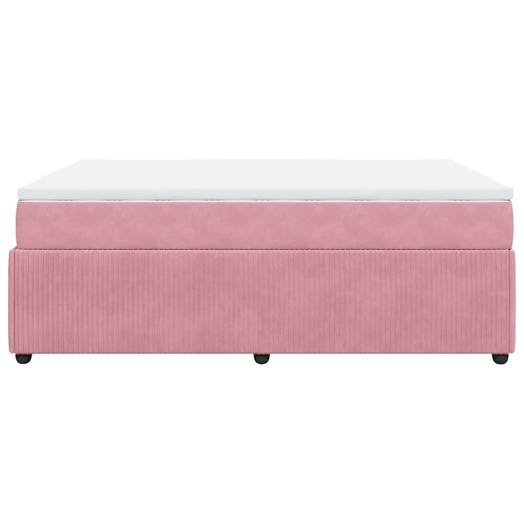 vidaXL Κρεβάτι Boxspring με Στρώμα Ροζ 160x200 εκ. Βελούδινο
