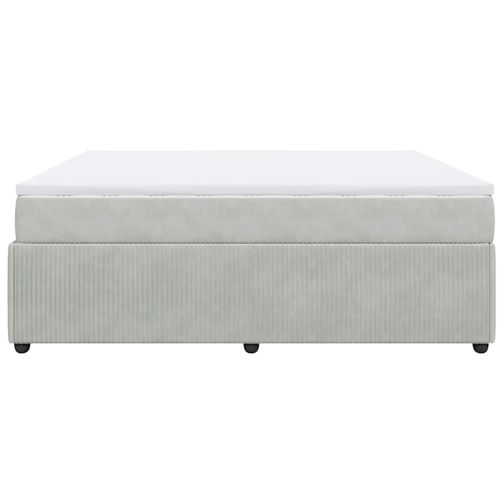 vidaXL Κρεβάτι Boxspring με Στρώμα Ανοιχτό Γκρι 180x200 εκ. Βελούδινο