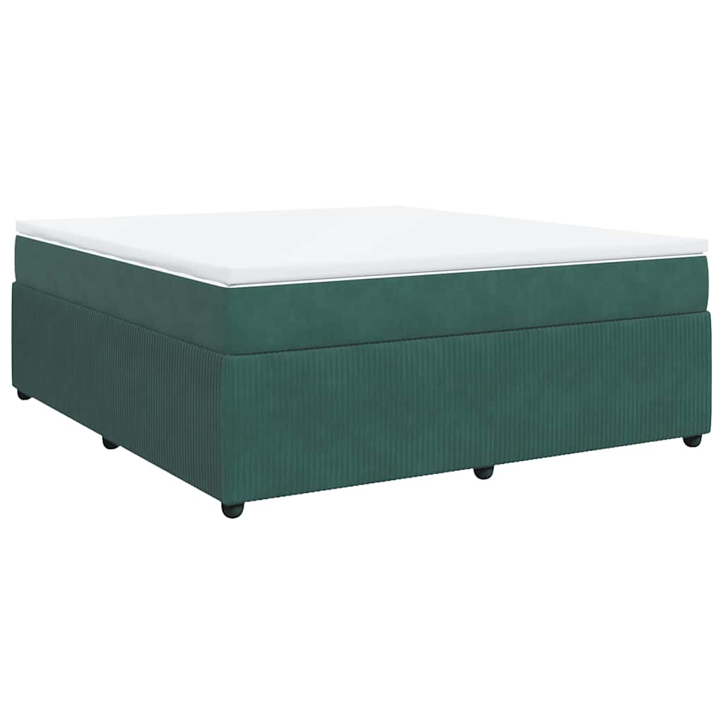 vidaXL Κρεβάτι Boxspring με Στρώμα Σκούρο Πράσινο 180x200εκ. Βελούδινο