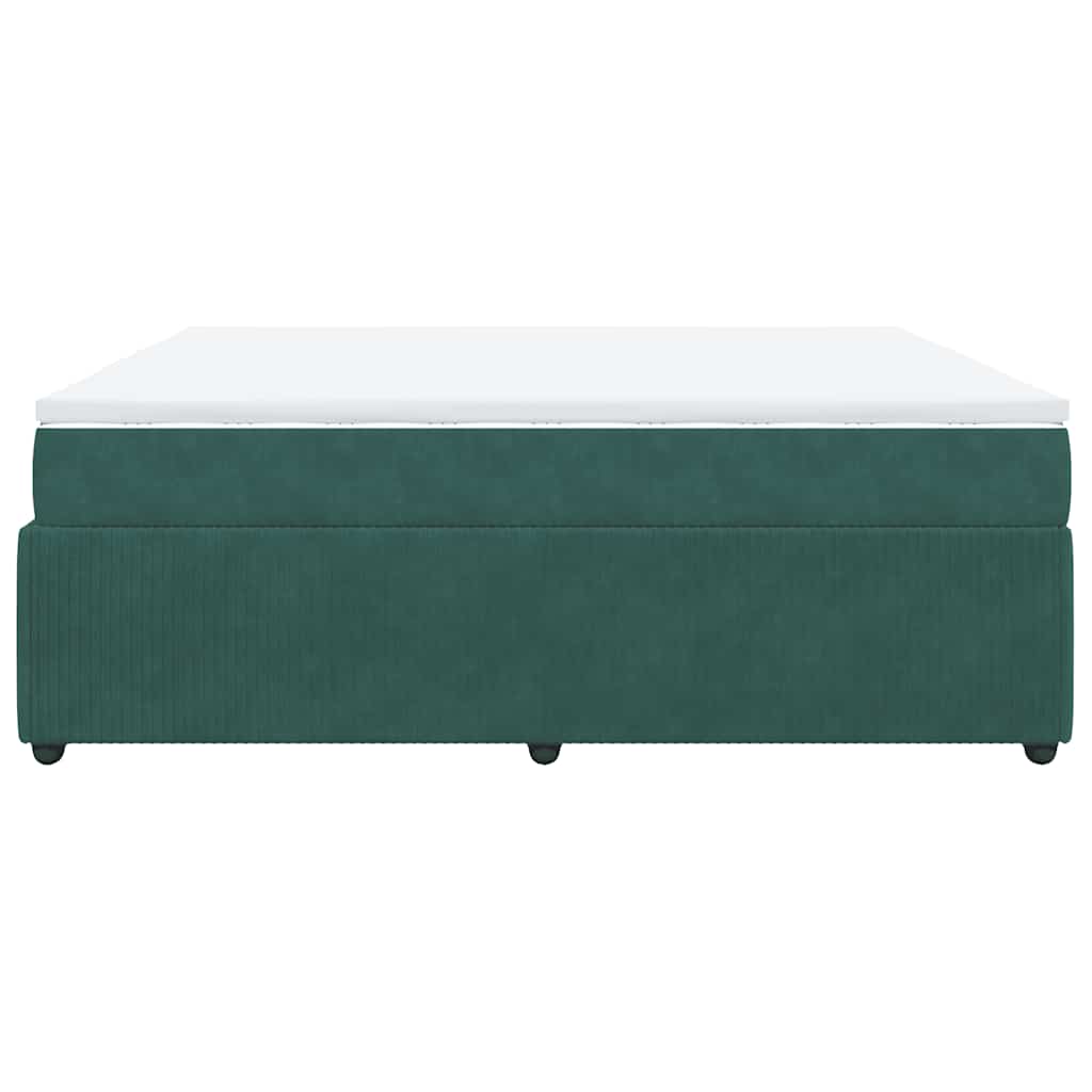 vidaXL Κρεβάτι Boxspring με Στρώμα Σκούρο Πράσινο 180x200εκ. Βελούδινο