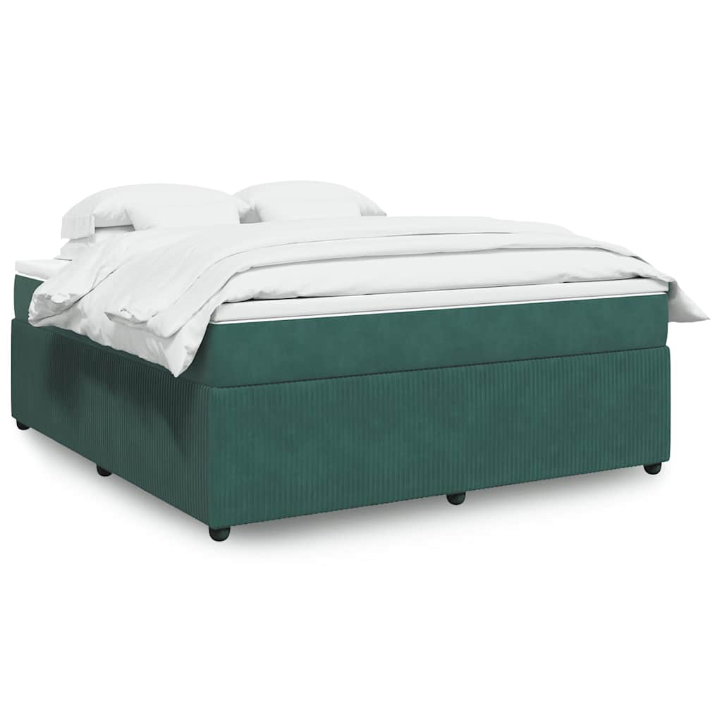 vidaXL Κρεβάτι Boxspring με Στρώμα Σκούρο Πράσινο 180x200εκ. Βελούδινο