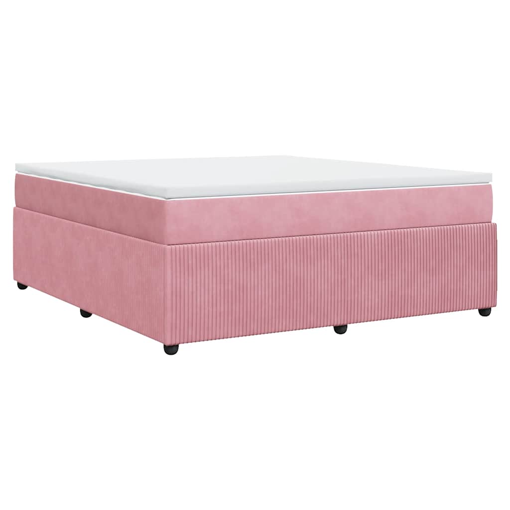 vidaXL Κρεβάτι Boxspring με Στρώμα Ροζ 180x200 εκ. Βελούδινο